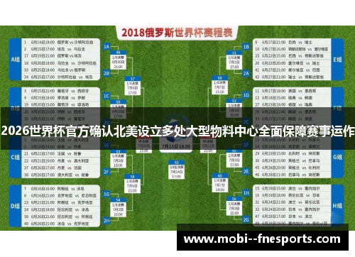 2026世界杯官方确认北美设立多处大型物料中心全面保障赛事运作 2026世界杯官方确认北美设立多处大型物料中心全面保障赛事运作